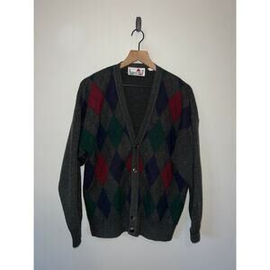 Vintage Florence Tricot Sweater Italy Made Multicolor Cardigan VTG 90s Large